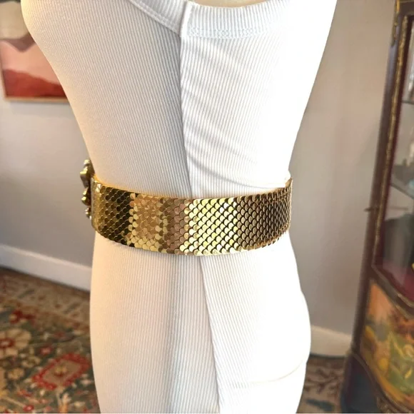Gold Fish-scale Stretch and Silver Rose Buckle Belt - Picture 7 of 9